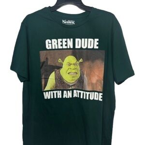 Men's Shrek Green Dude with an Attitude Movie Graphic T-shirt